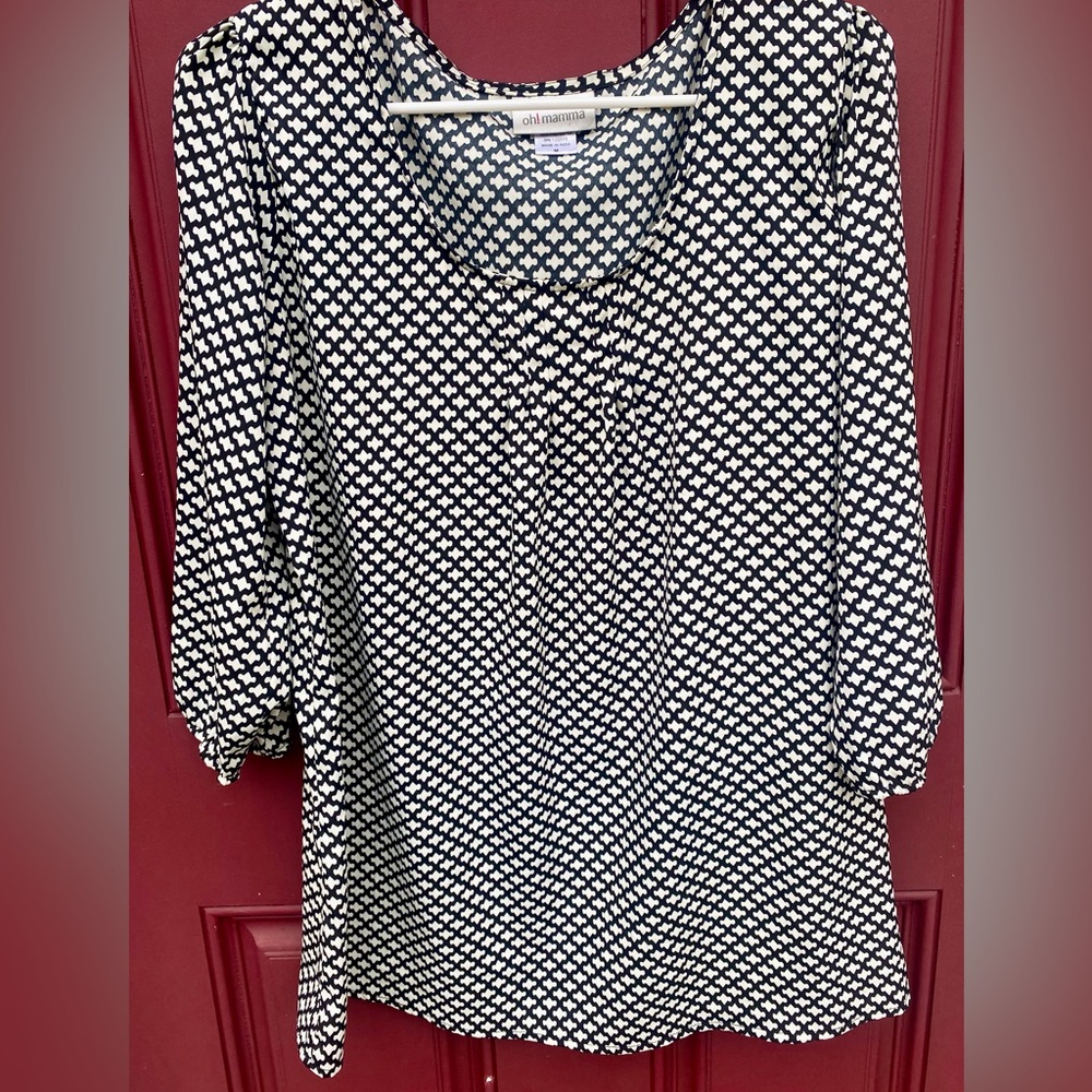 Oh Mamma Black White Maternity Top Sz M Maternity Blouse Pretty Pattern